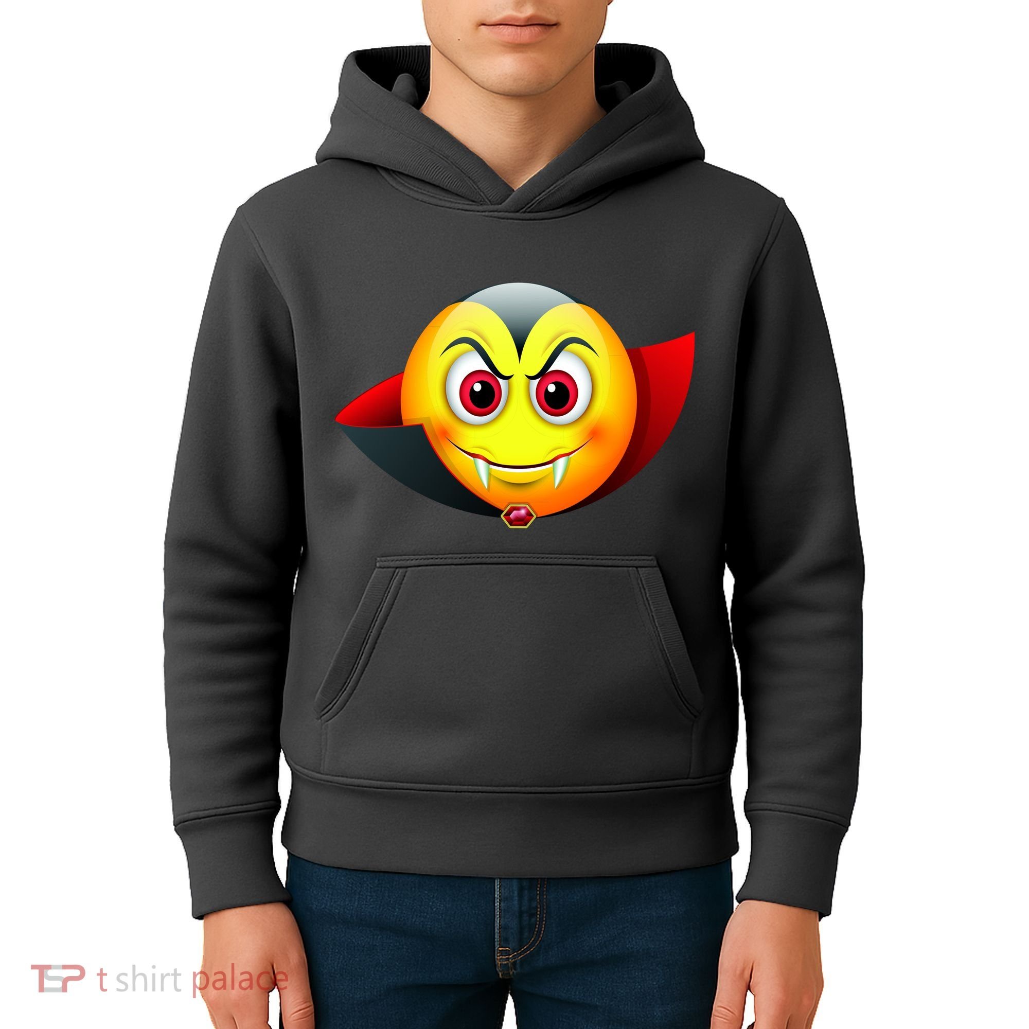 Vampire Halloween Emoji Kids Hoodie