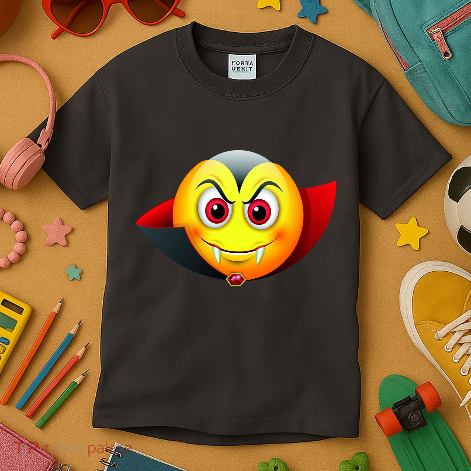 Vampire Halloween Emoji Kids T-Shirt