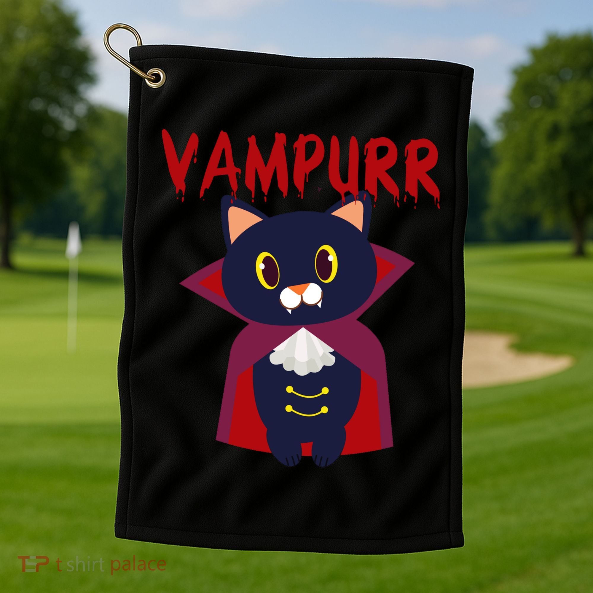 Vampurr Vampire Cat Golf Towel