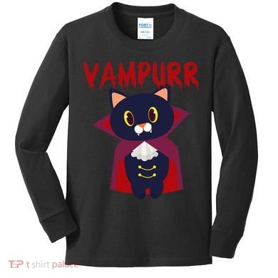 Vampurr Vampire Cat Kids Long Sleeve Shirt