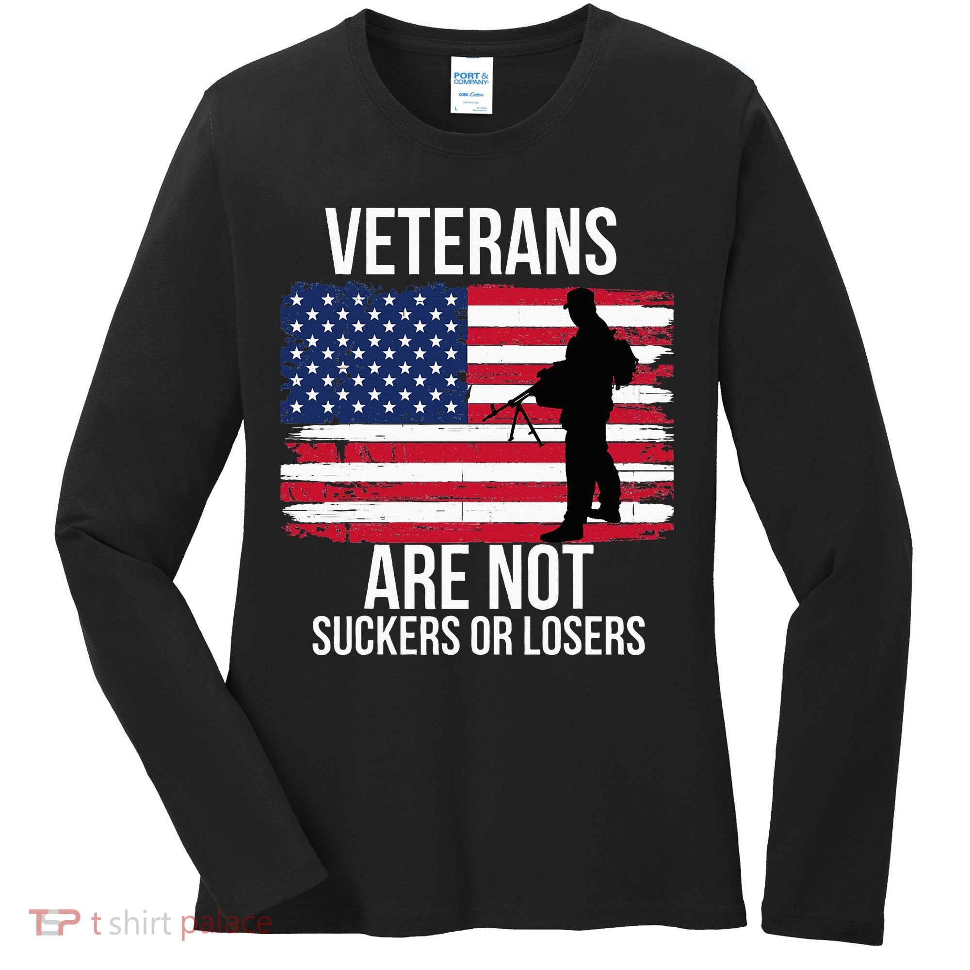 Veterans Are Not Suckers Or Losers Biden 2024 Women's Long Sleeve Shirt