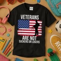 Veterans Are Not Suckers Or Losers Biden 2024 Kids T-Shirt thumb 3