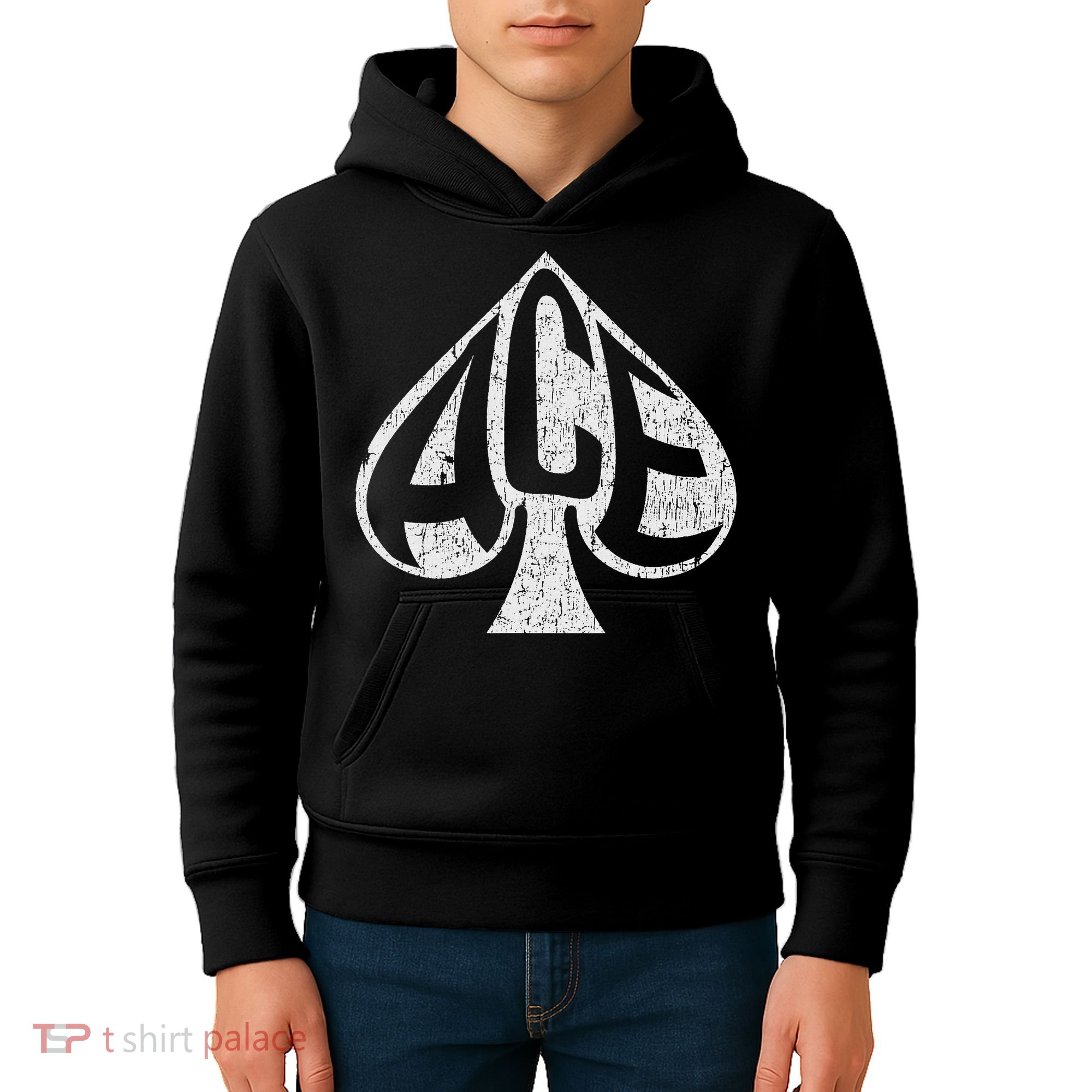 Vintage Ace Of Spades Texas Hold'em Playing Card Kids Hoodie
