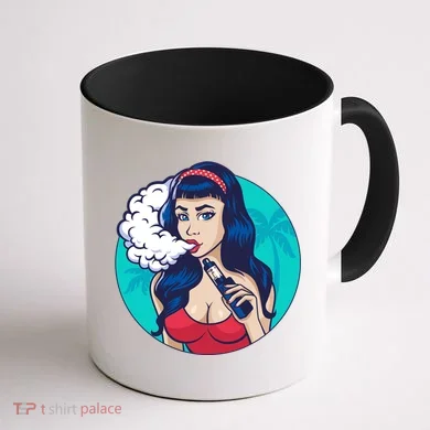 Vaping Cloud Vape Lady Coffee Mug back