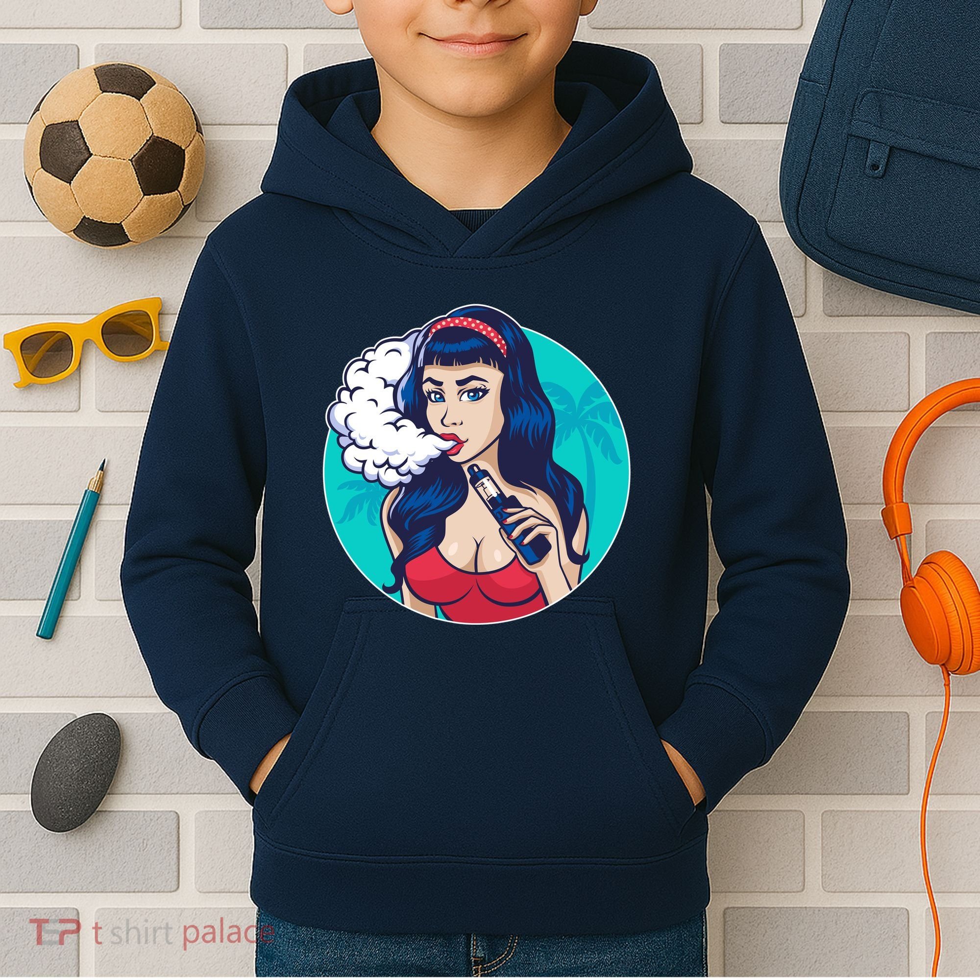 Vaping Cloud Vape Lady Kids Hoodie