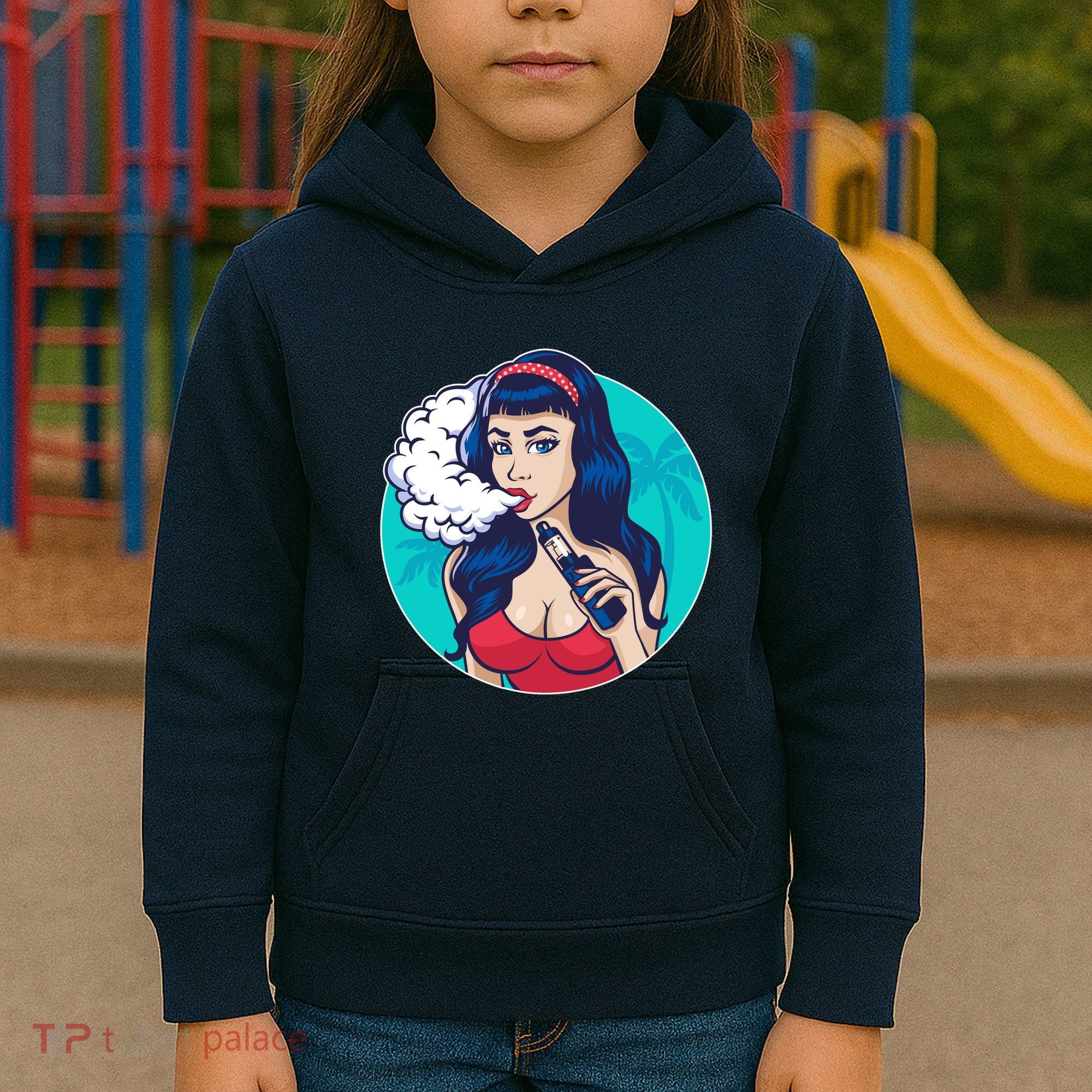 Vaping Cloud Vape Lady Kids Hoodie