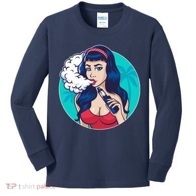 Vaping Cloud Vape Lady Kids Long Sleeve Shirt
