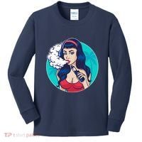 Vaping Cloud Vape Lady Kids Long Sleeve Shirt thumb 0