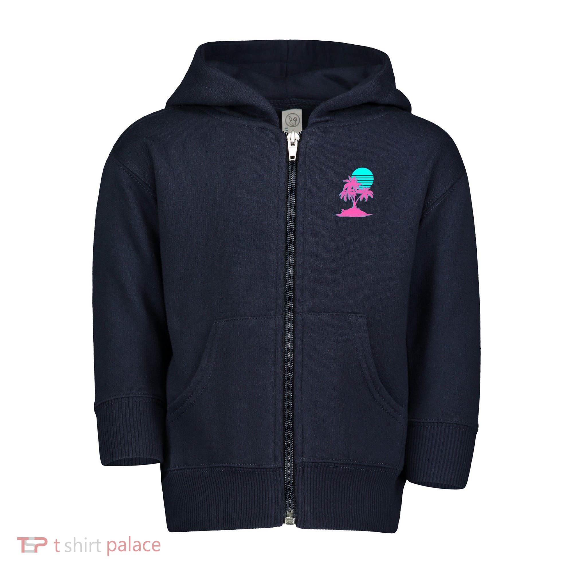 Vapor Wave Beach Toddler Zip Fleece Hoodie
