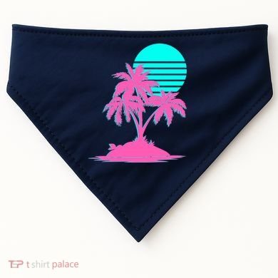 Vapor Wave Beach USA-Made Doggie Bandana