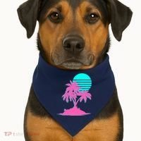 Vapor Wave Beach USA-Made Doggie Bandana thumb 1