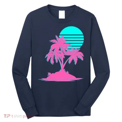 Vapor Wave Beach Long Sleeve Shirt