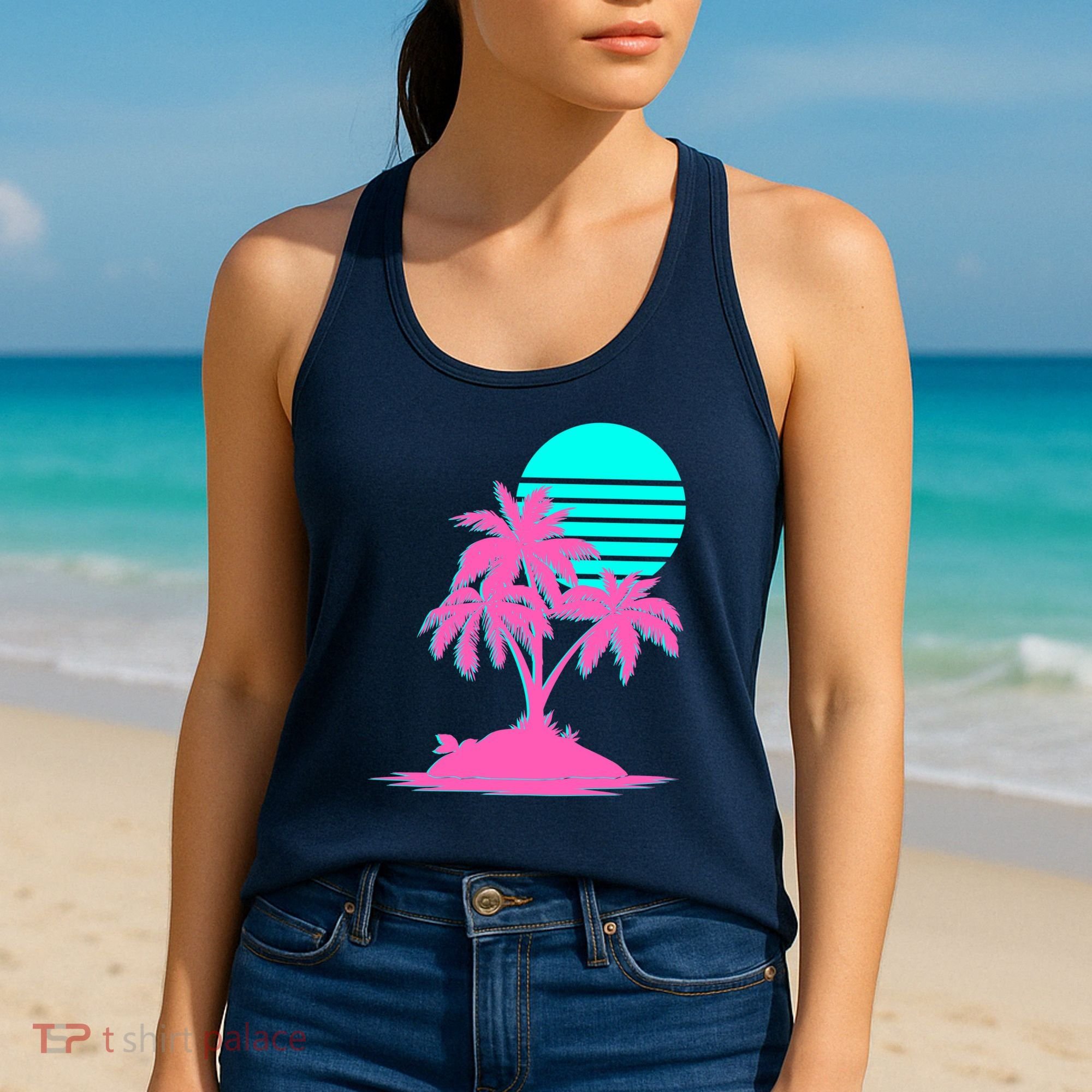 Vapor Wave Beach Women's Tank Top
