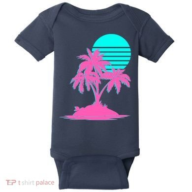 Vapor Wave Beach Baby Bodysuit