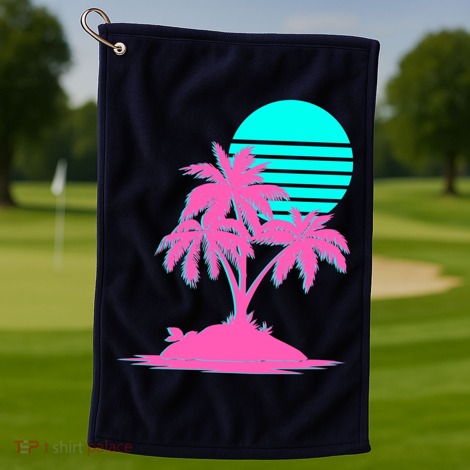 Vapor Wave Beach Golf Towel