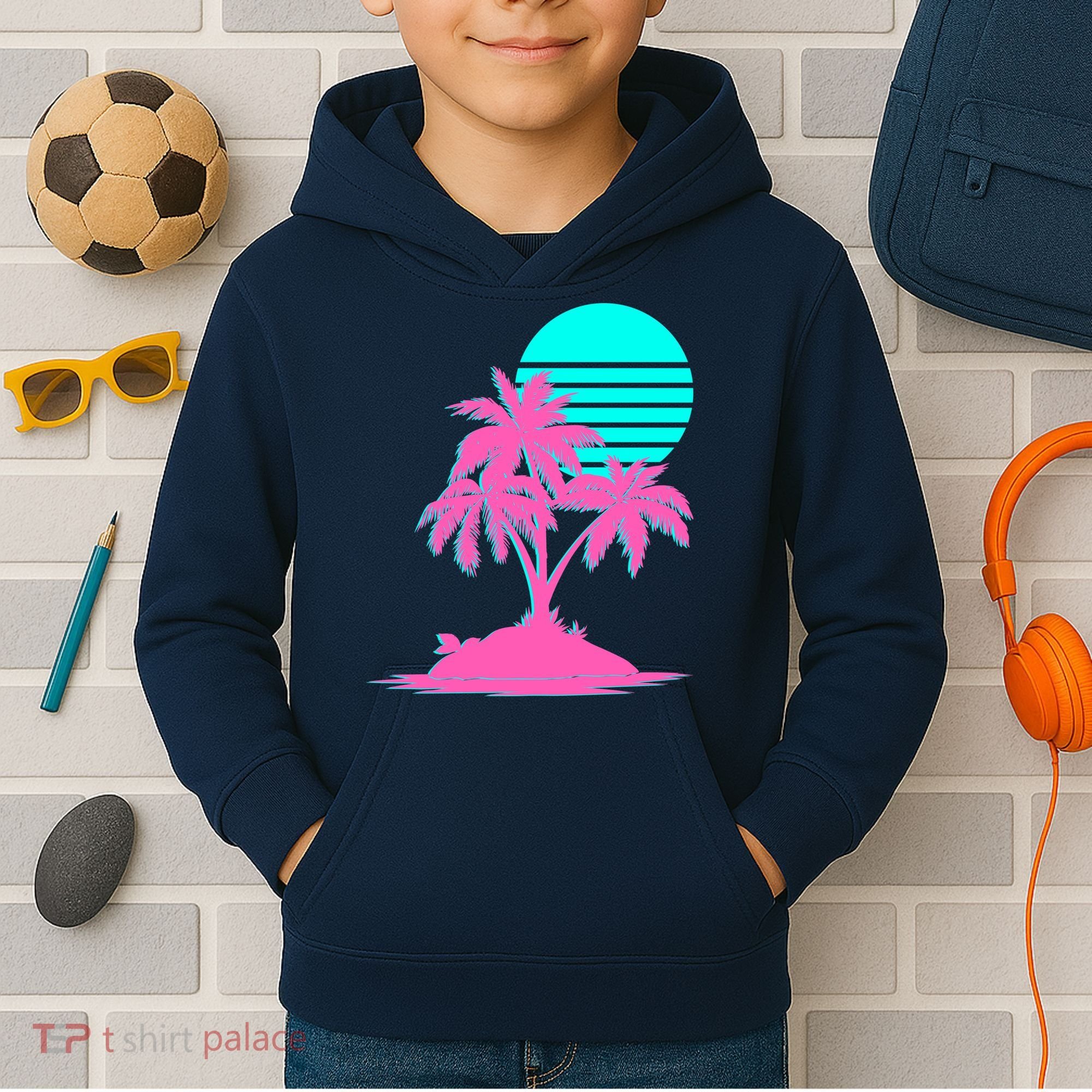 Vapor Wave Beach Kids Hoodie