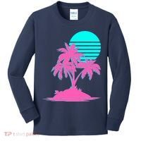 Vapor Wave Beach Kids Long Sleeve Shirt thumb 0