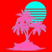 Vapor Wave Beach Santa Hat thumb 1