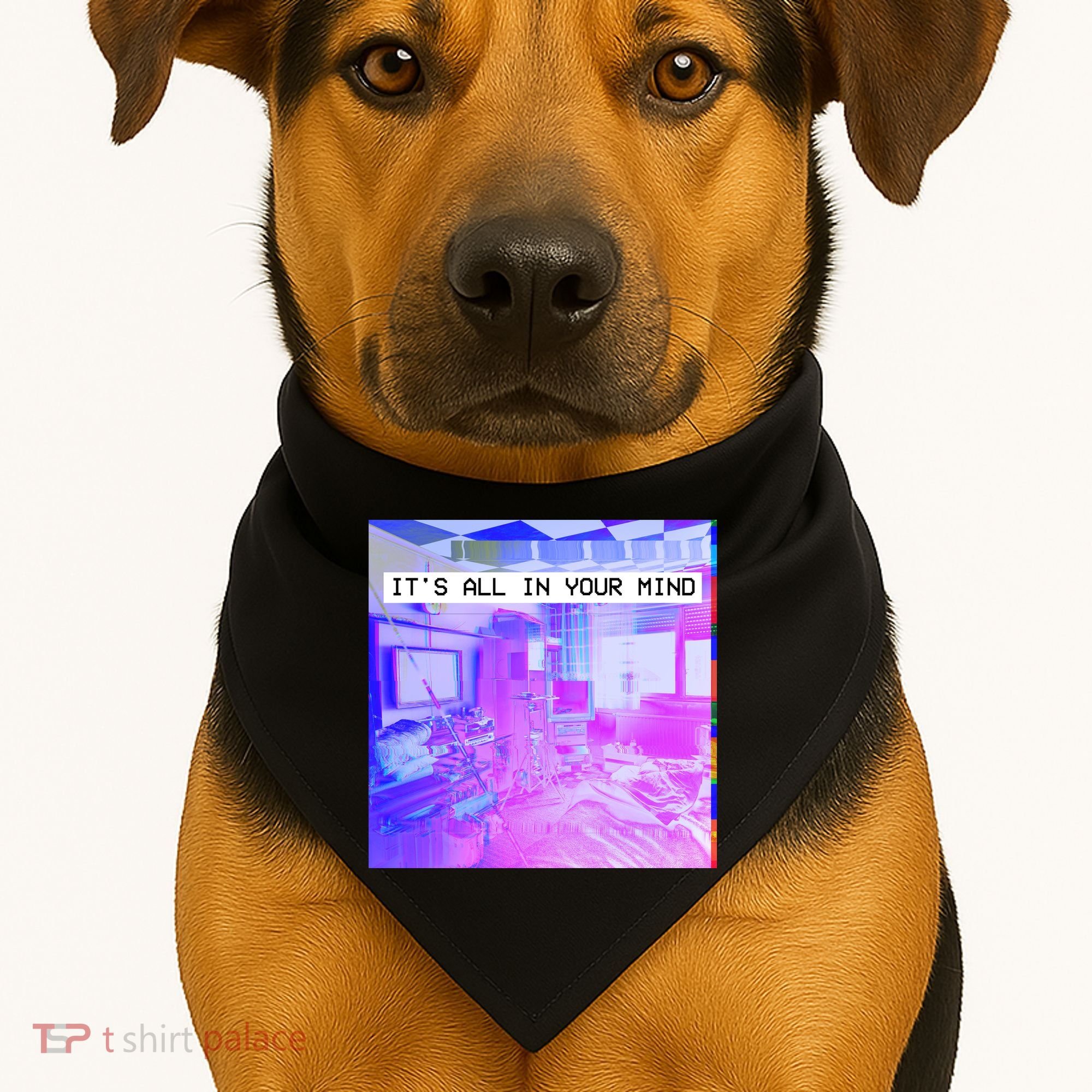 Vaporwave Room It's All In Your Mind USA-Made Doggie Bandana