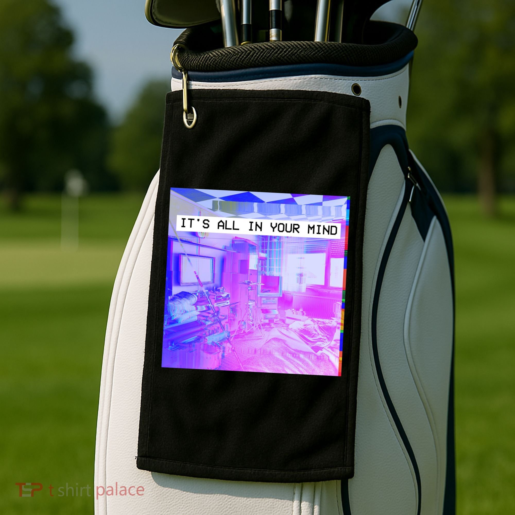 Vaporwave Room It's All In Your Mind Golf Towel