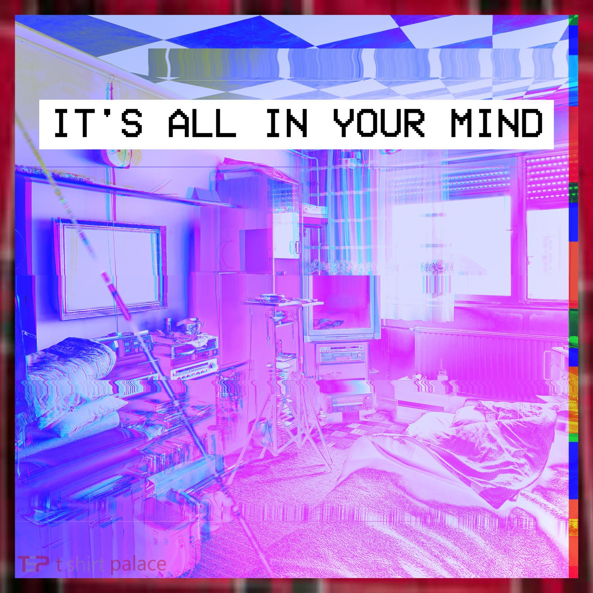 Vaporwave Room It's All In Your Mind Men's Flannel Plaid Pajama Pants