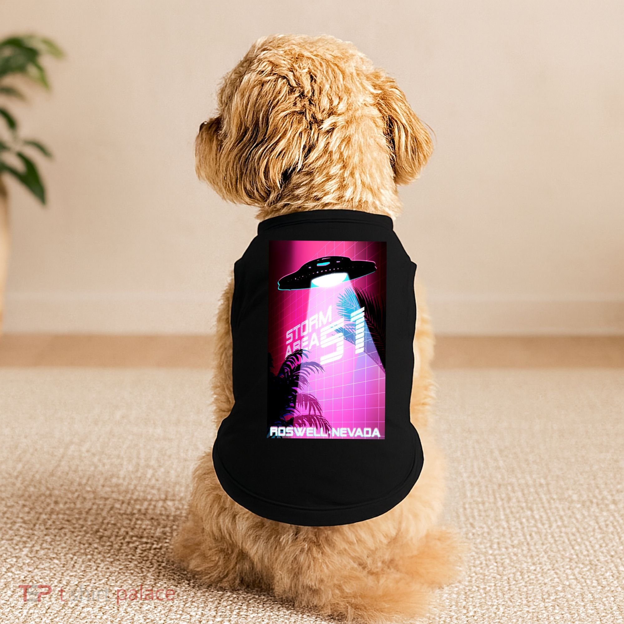 Vaporwave Storm Area 51 UFO Doggie Tank