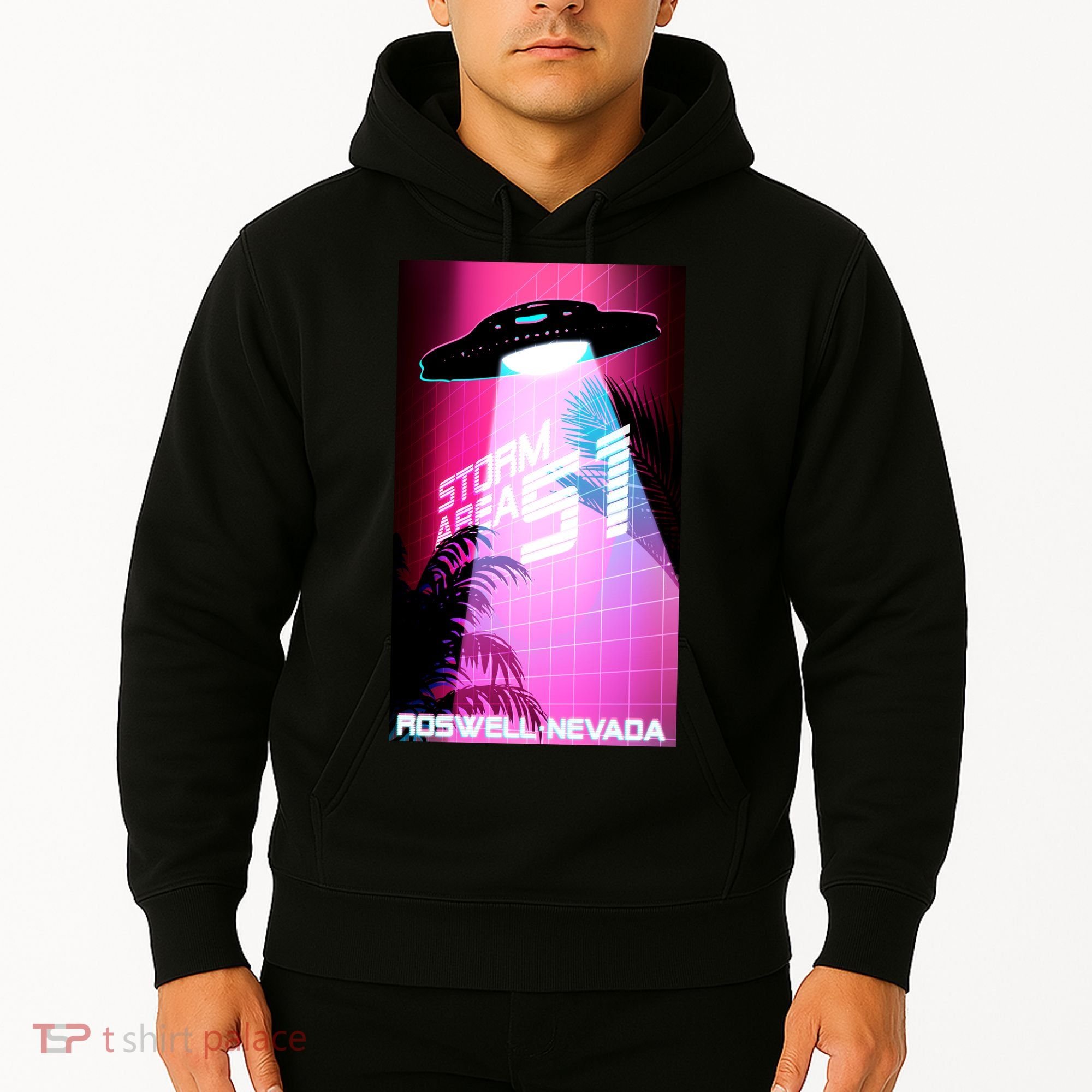 Vaporwave Storm Area 51 UFO Hoodie