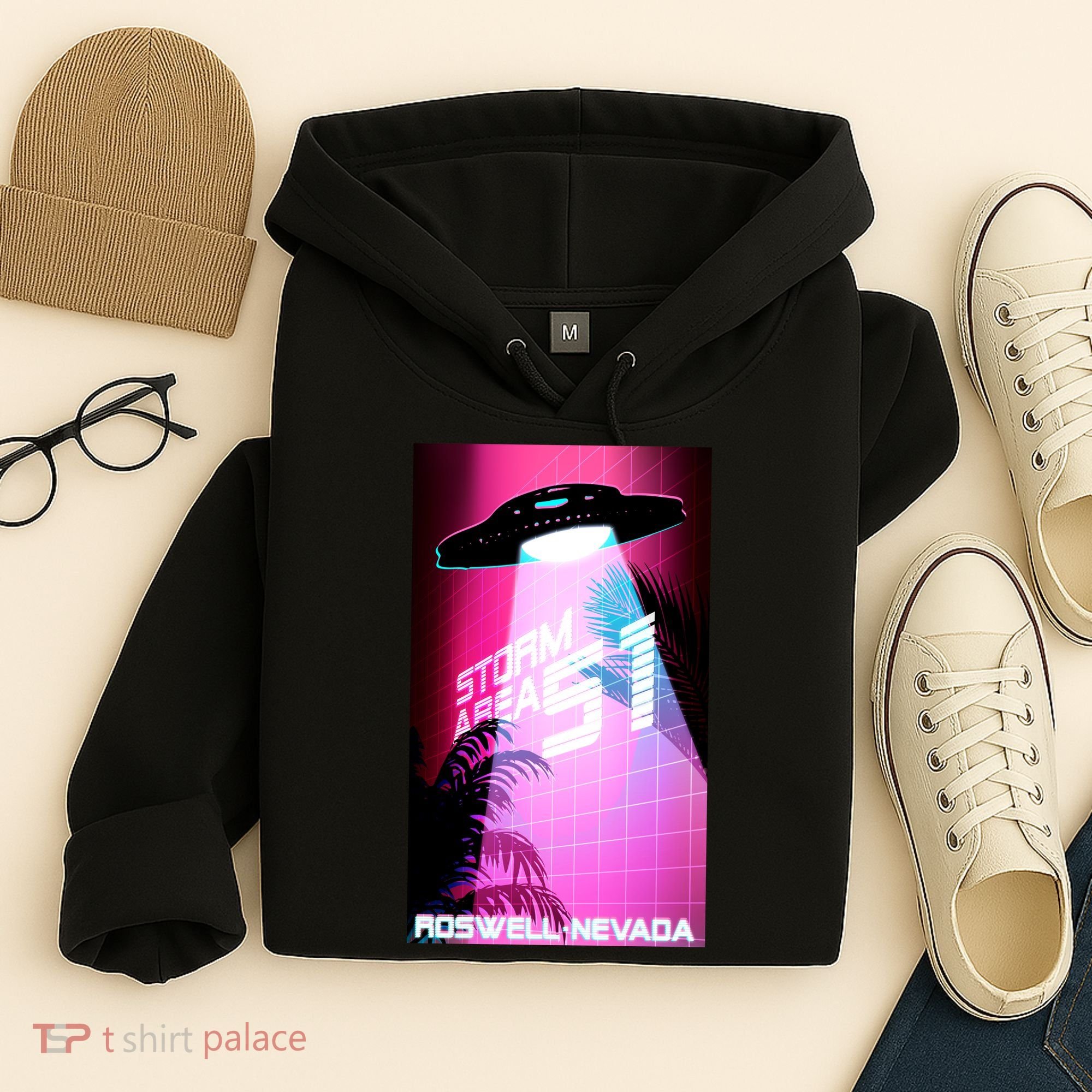 Vaporwave Storm Area 51 UFO Hoodie