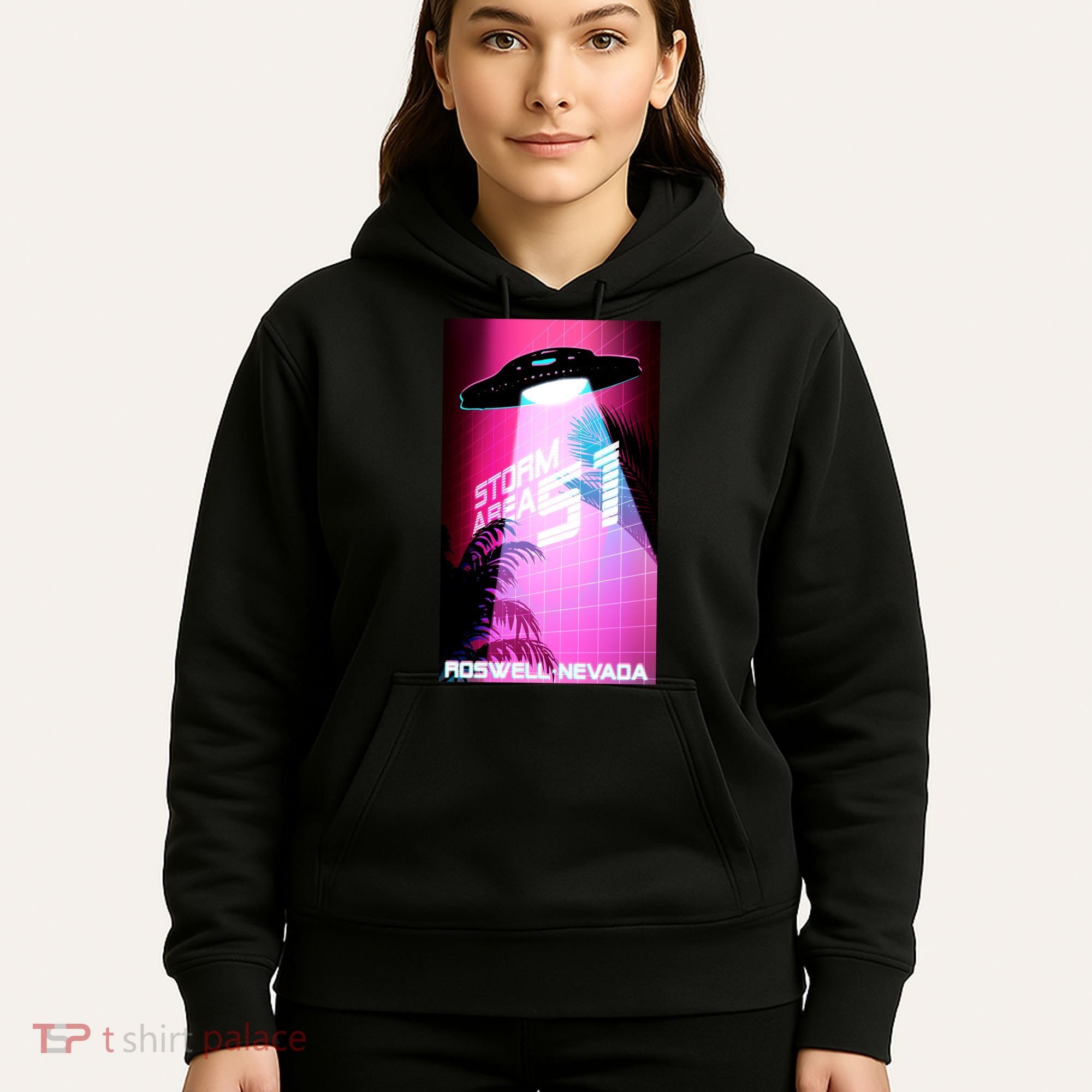 Vaporwave Storm Area 51 UFO Hoodie