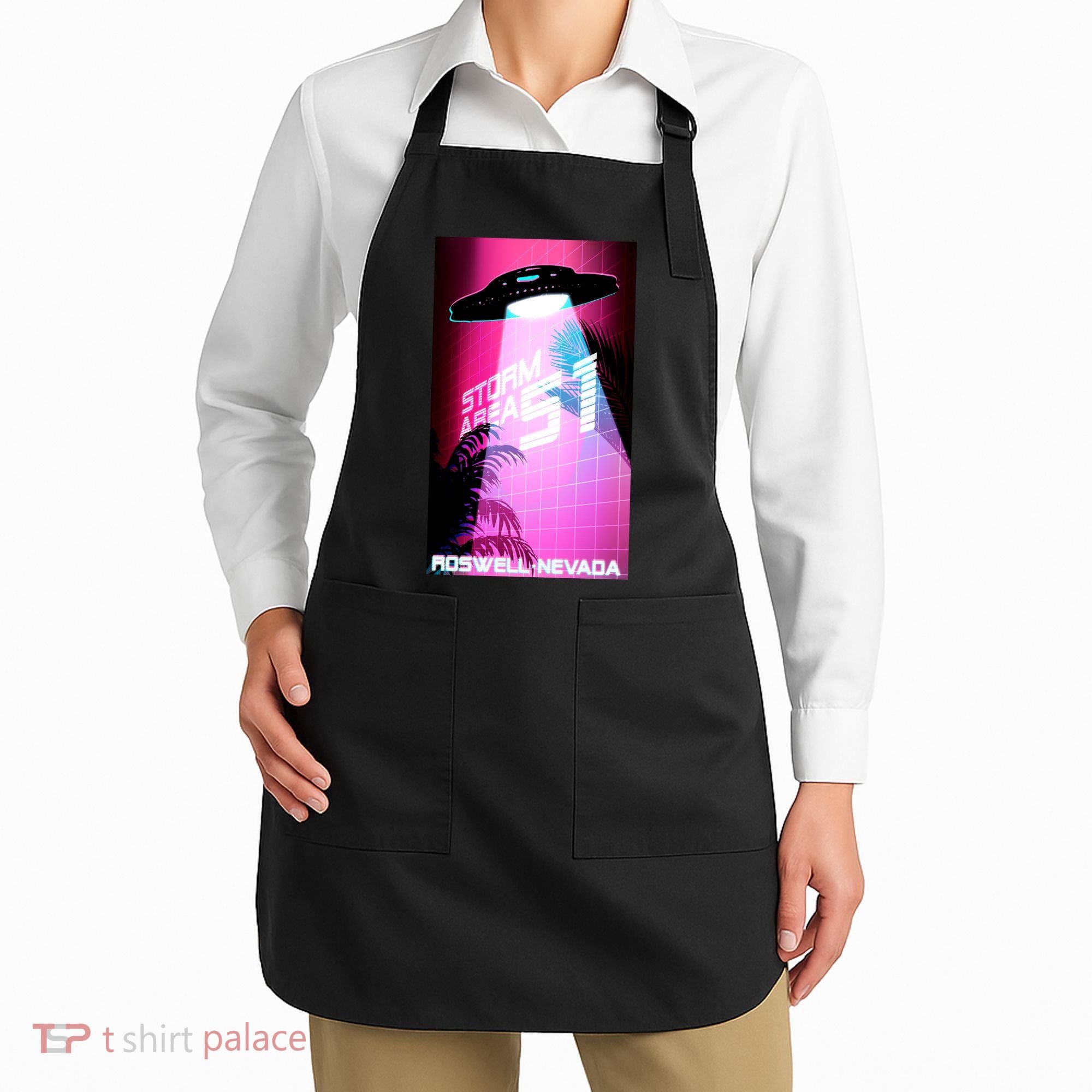 Vaporwave Storm Area 51 UFO Apron