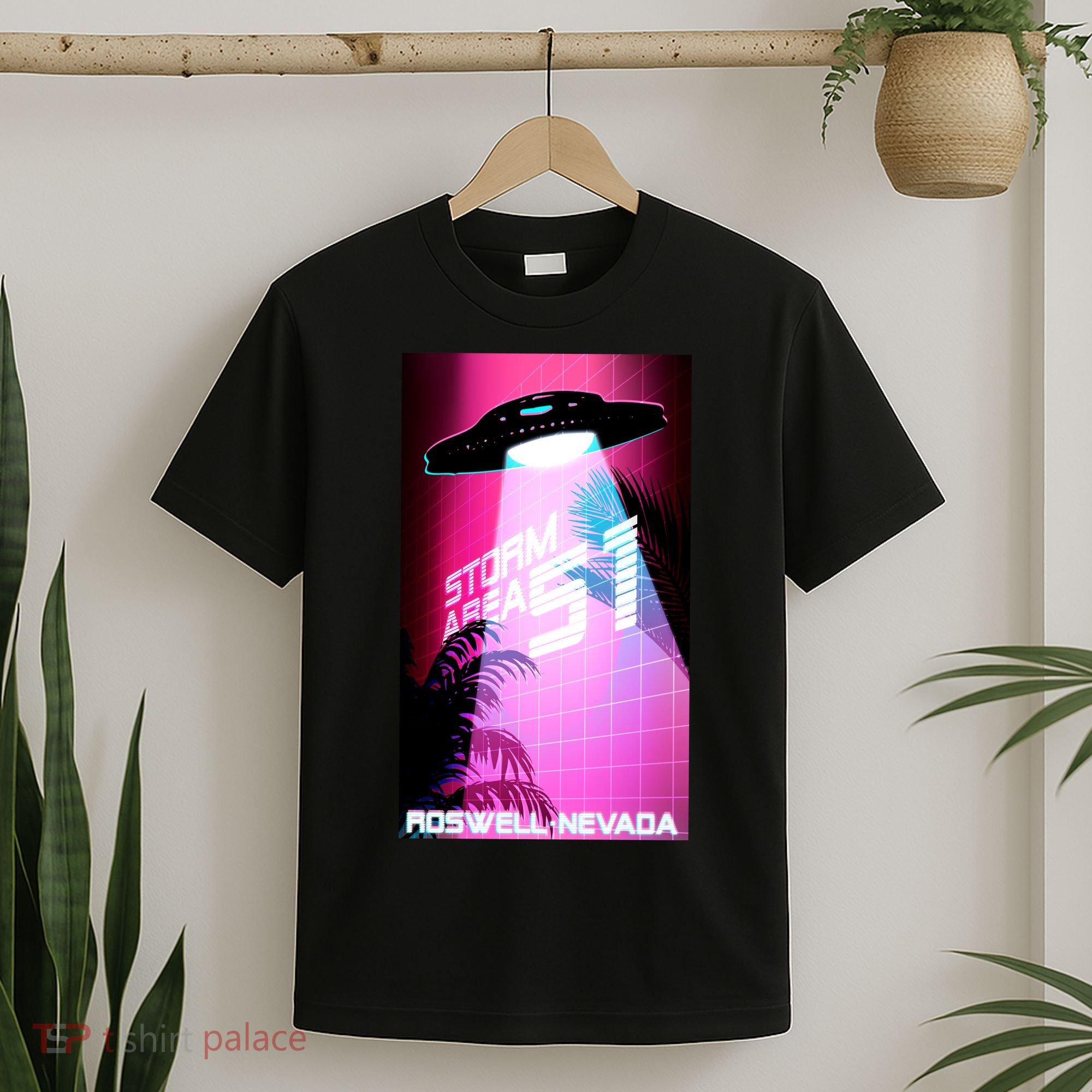 Vaporwave Storm Area 51 UFO T-Shirt