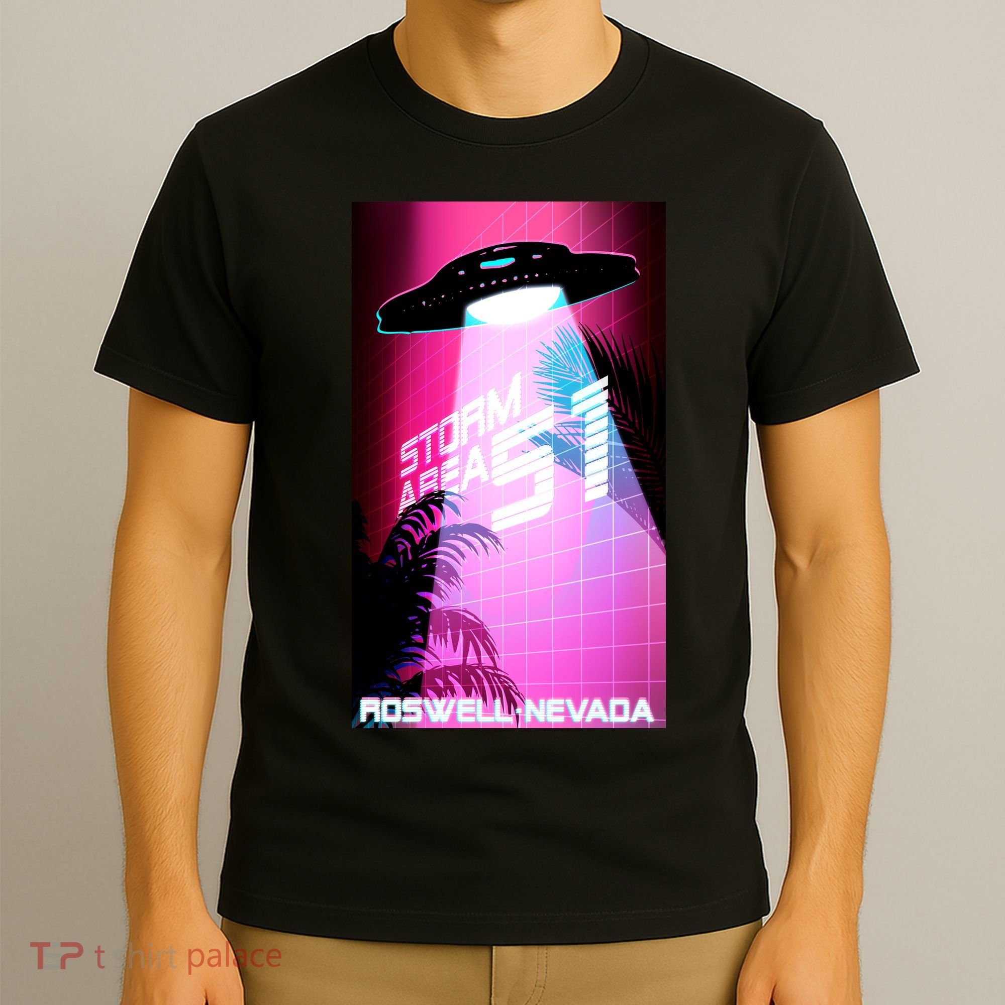 Vaporwave Storm Area 51 UFO T-Shirt