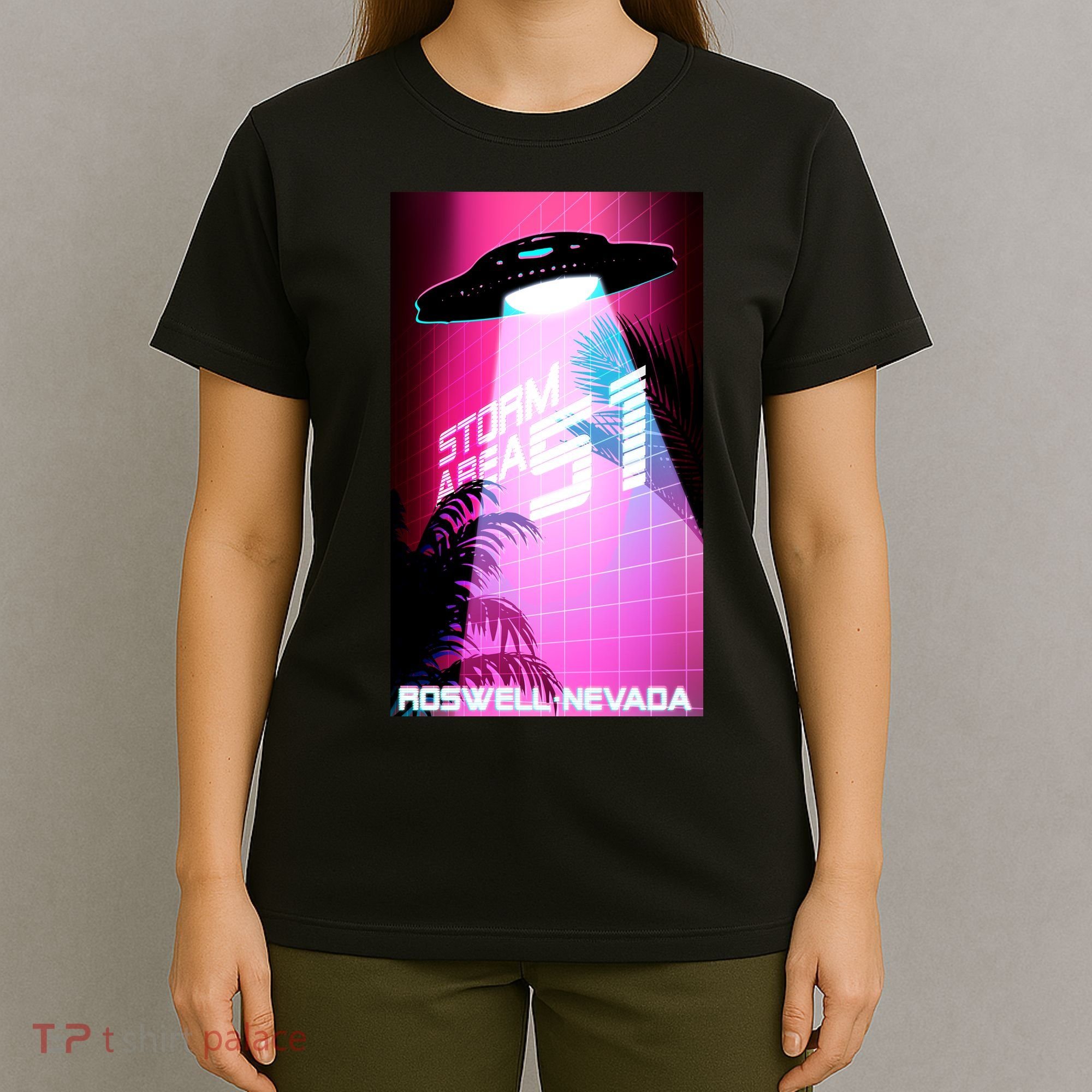 Vaporwave Storm Area 51 UFO T-Shirt