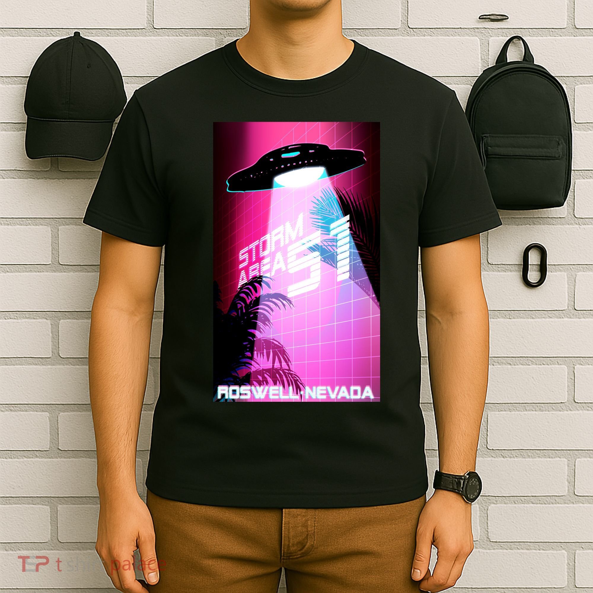 Vaporwave Storm Area 51 UFO T-Shirt