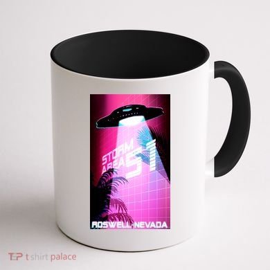Vaporwave Storm Area 51 UFO Coffee Mug back