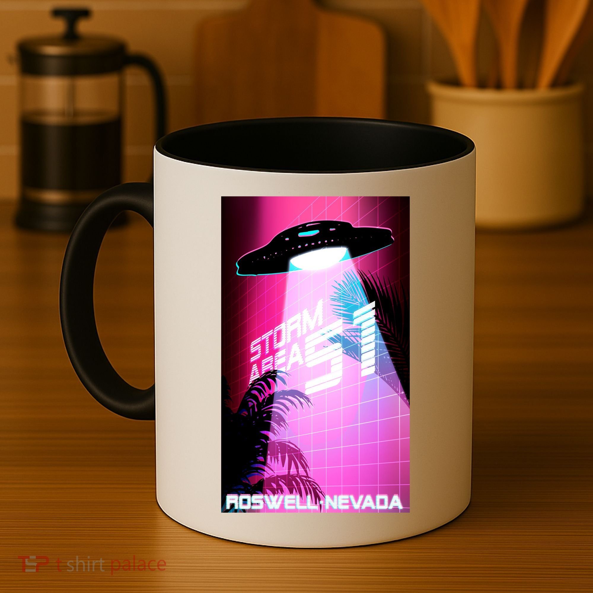 Vaporwave Storm Area 51 UFO Coffee Mug