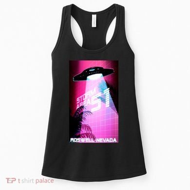 Vaporwave Storm Area 51 UFO Women's Tank Top