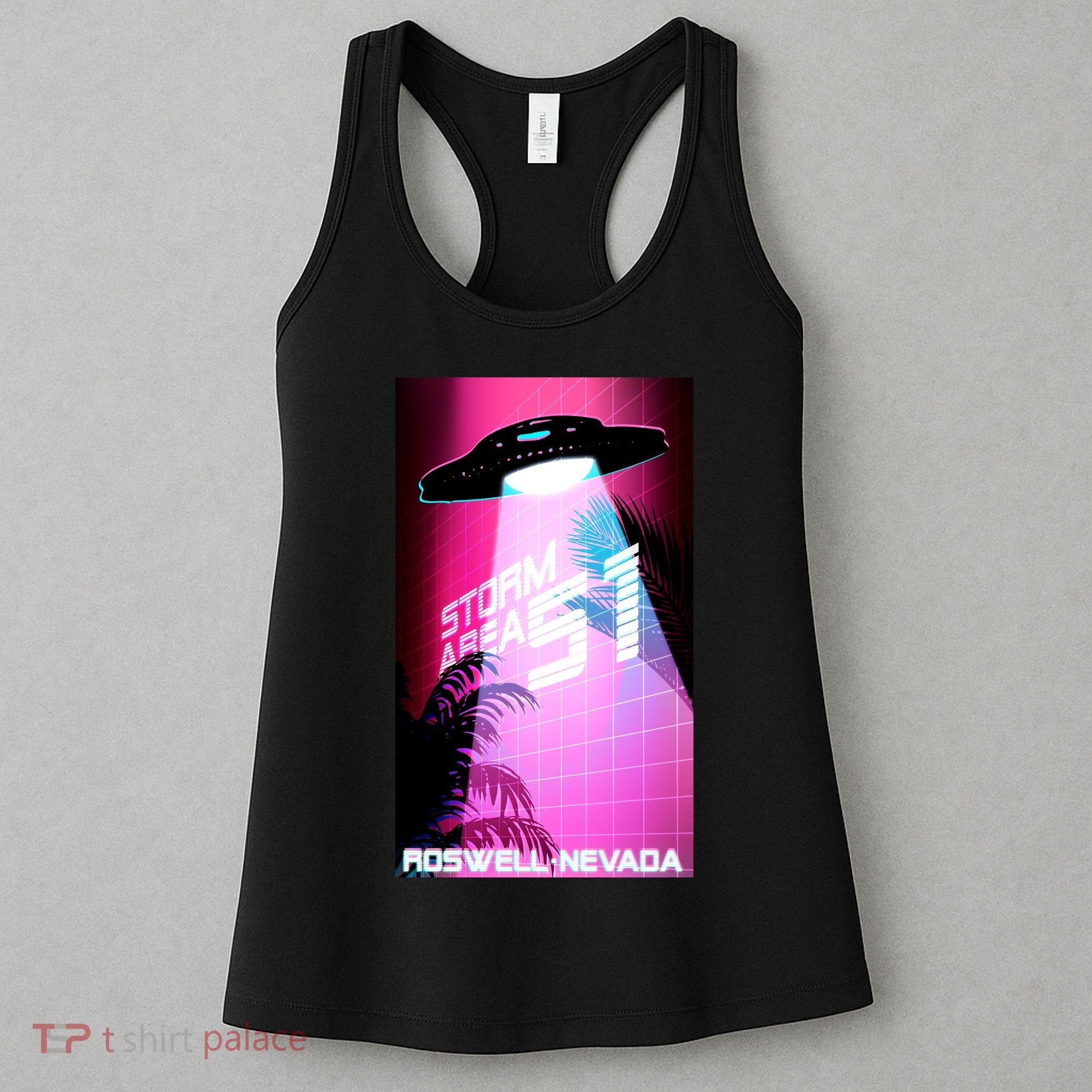 Vaporwave Storm Area 51 UFO Women's Tank Top