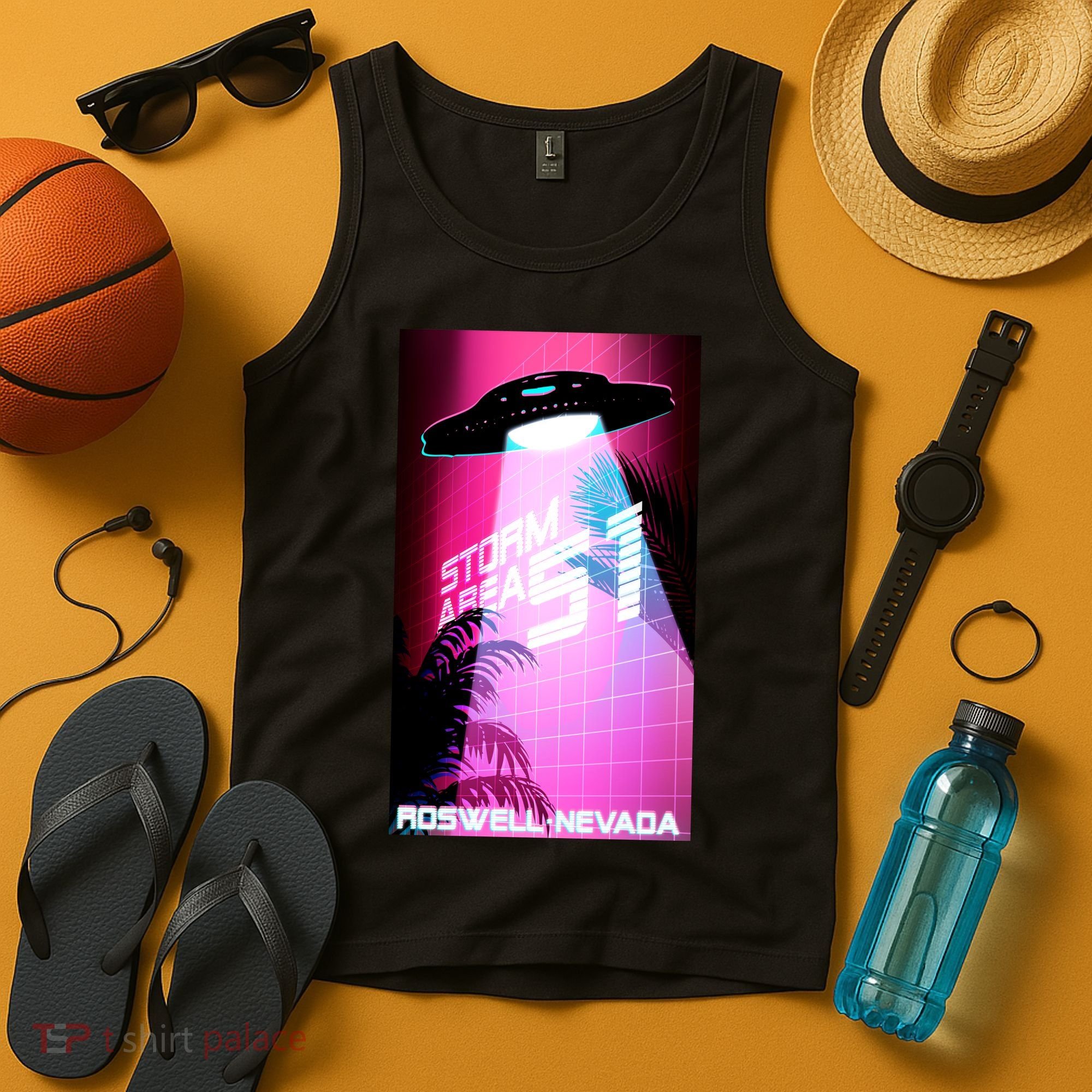 Vaporwave Storm Area 51 UFO Tank Top