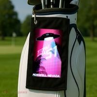 Vaporwave Storm Area 51 UFO Golf Towel thumb 2
