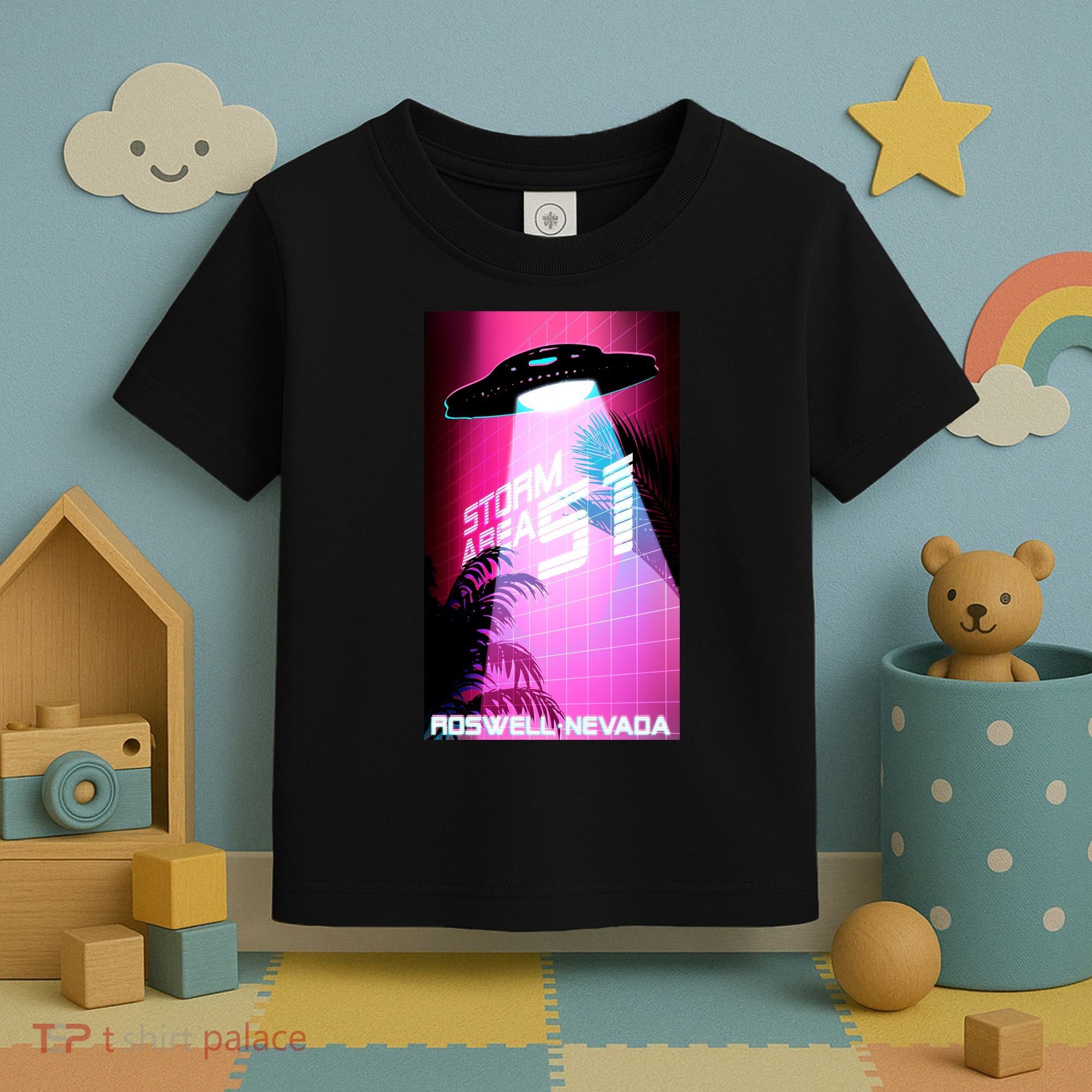 Vaporwave Storm Area 51 UFO Toddler T-Shirt