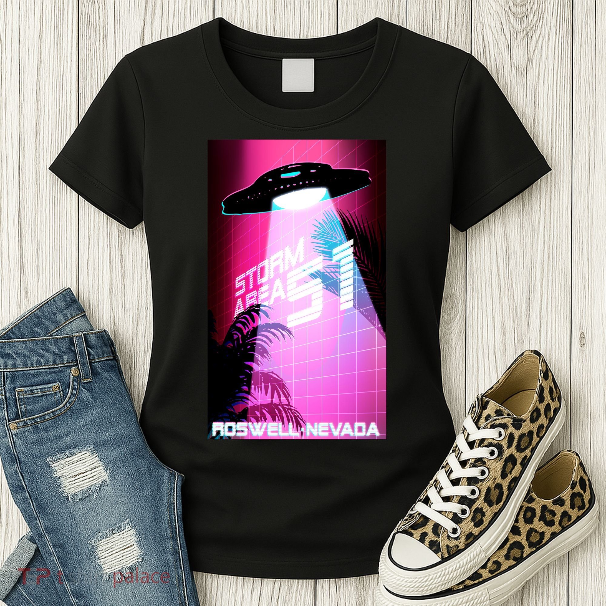 Vaporwave Storm Area 51 UFO Women's T-Shirt