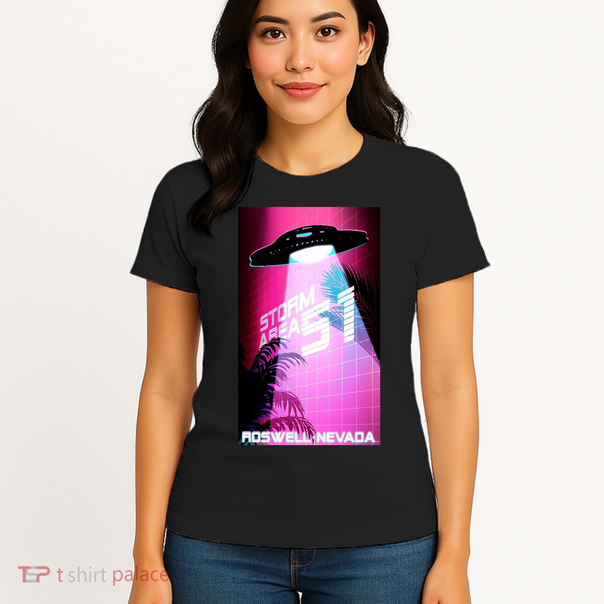 Vaporwave Storm Area 51 UFO Women's T-Shirt