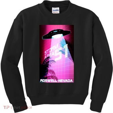 Vaporwave Storm Area 51 UFO Kids Sweatshirt