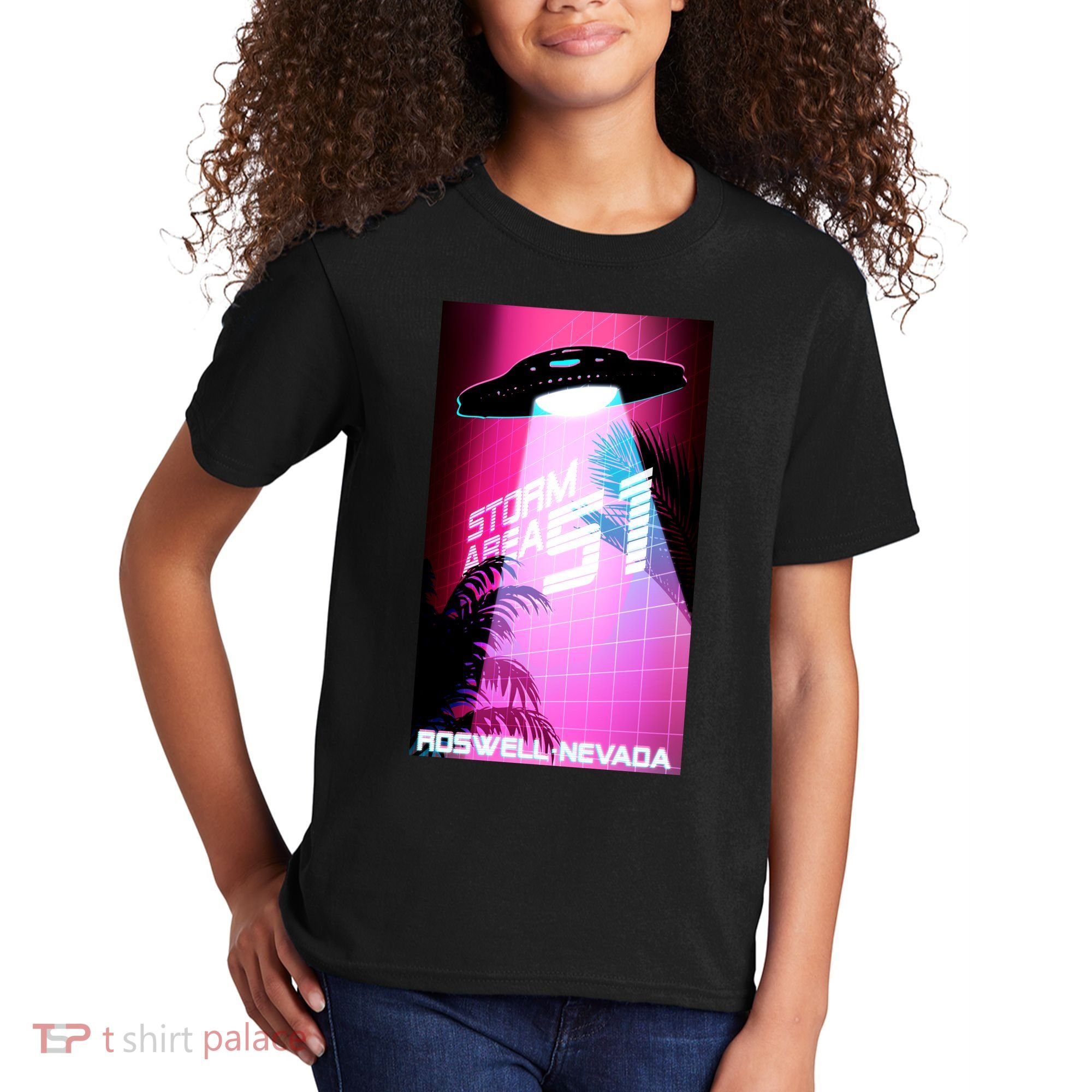 Vaporwave Storm Area 51 UFO Kids T-Shirt