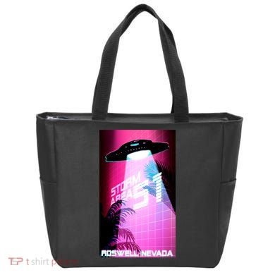 Vaporwave Storm Area 51 UFO Tote Bag