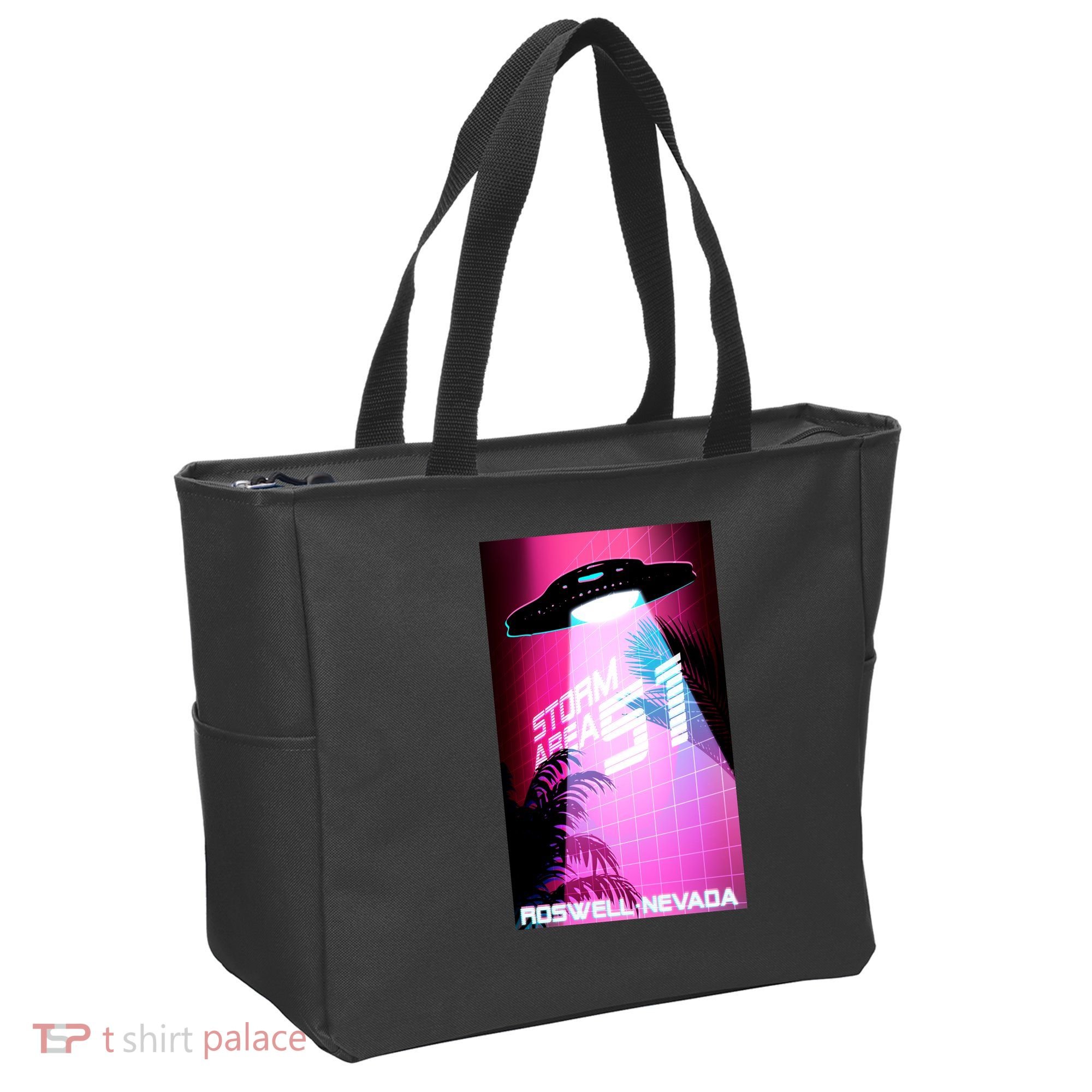 Vaporwave Storm Area 51 UFO Tote Bag