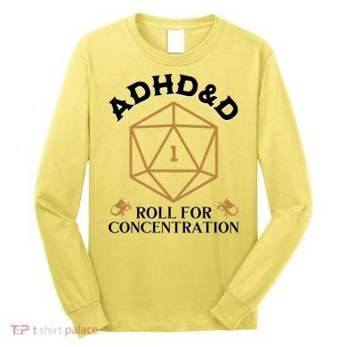 Vintage Adhd&D Roll For Concentration Dnd Long Sleeve Shirt