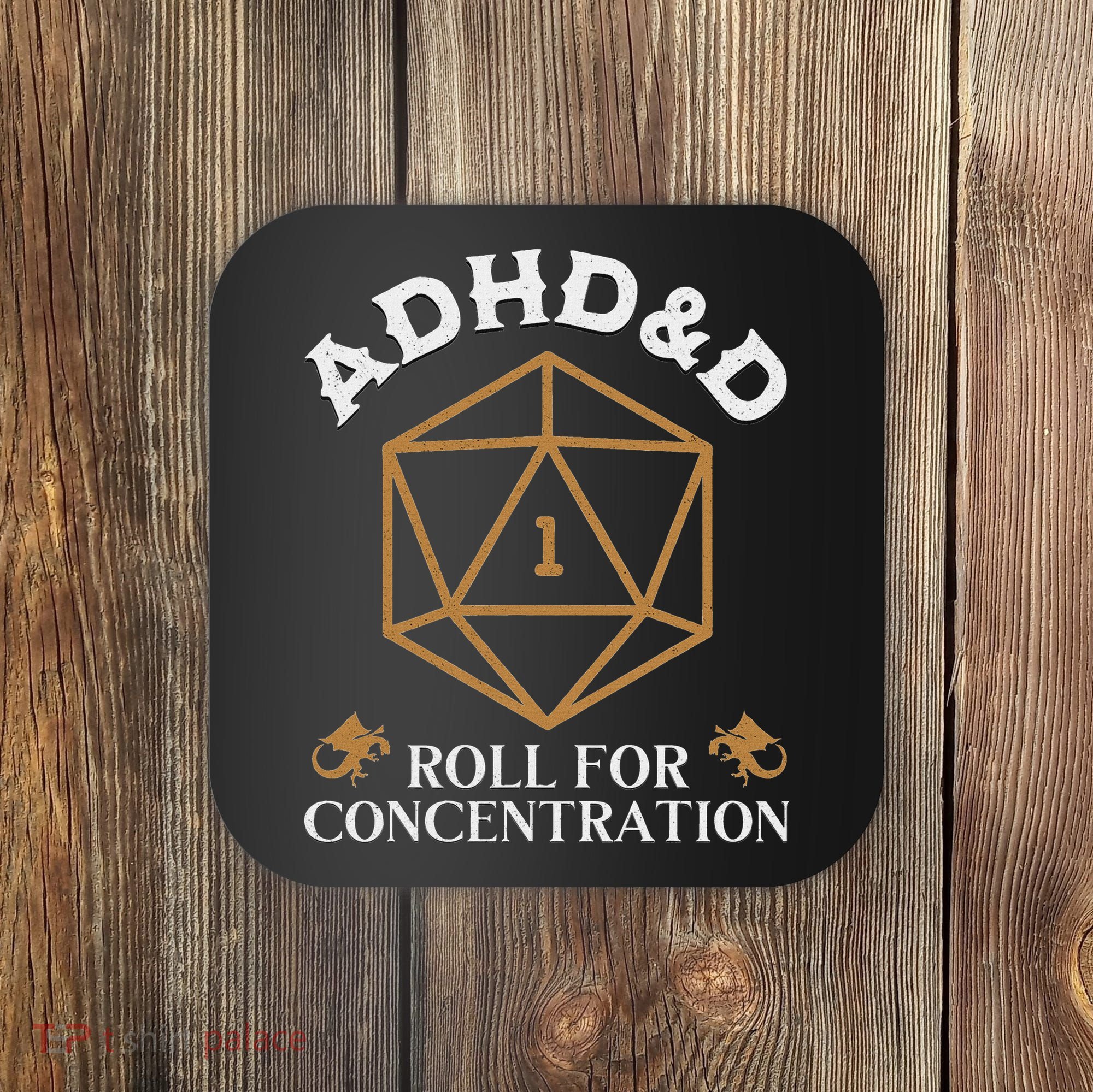 Vintage Adhd&D Roll For Concentration Dnd Coaster