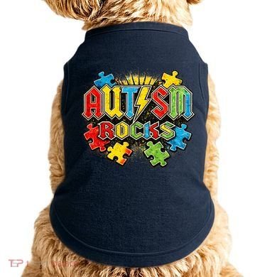 Vintage Autism Rocks Puzzle Pieces Doggie Tank